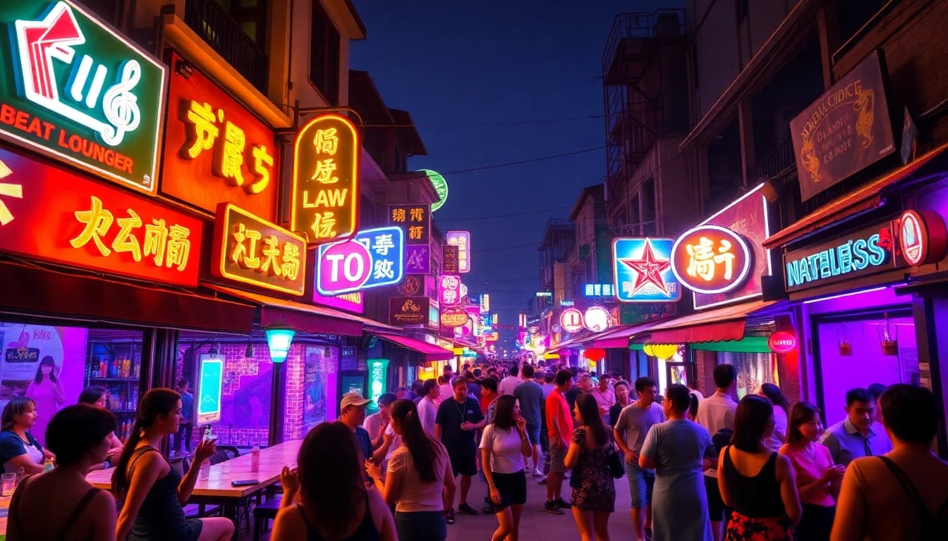 Experience the vibrant 다낭밤문화 with lively nightlife scenes showcasing bustling bars and karaoke spots.