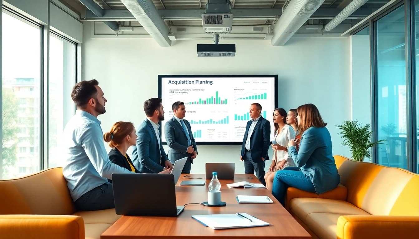 Collaborative team focused on Acquisition Planning in a modern meeting room.