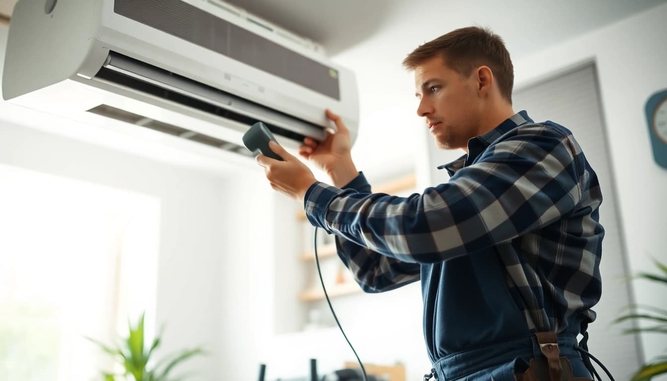 HVAC repair Waccabuc performed by a skilled technician in a comfortable home setting.