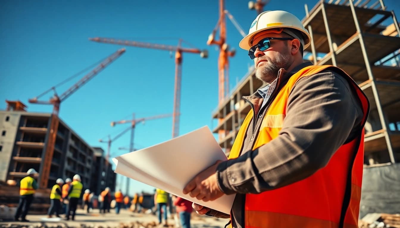 Contractor overseeing construction as a New Jersey Commercial General Contractor on-site.