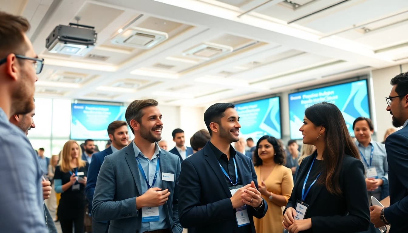 Network and connect at the founder investor networking conference with diverse entrepreneurs engaging actively.