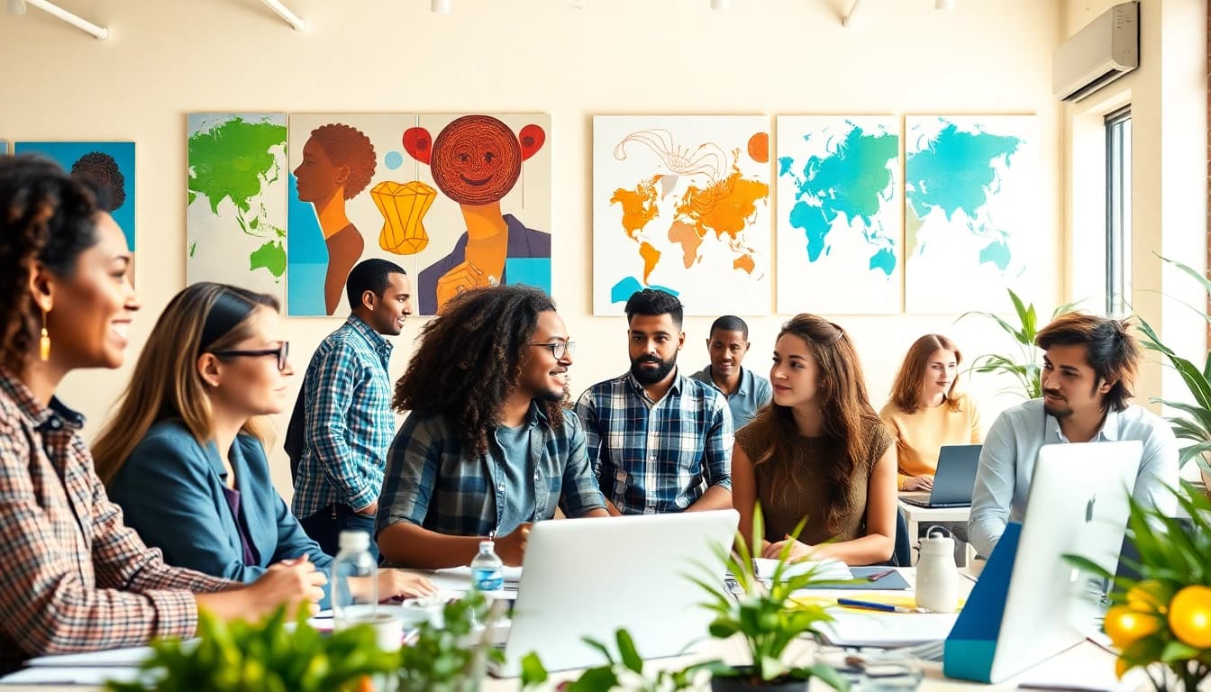 Individuals collaborating in an office setting, illustrating the concept of sondern auch wahrgenommen werden through diverse perspectives.