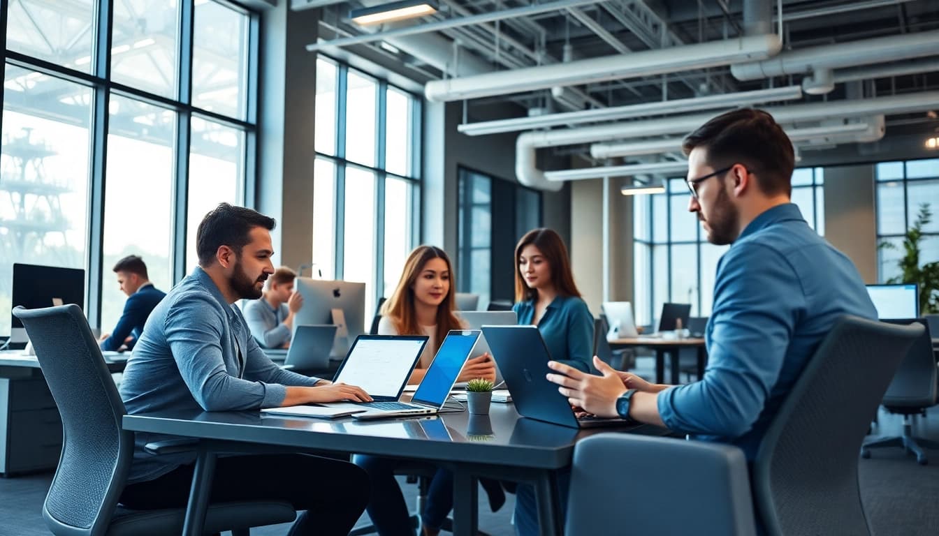 Outsourced IT Support Tampa featured in a modern office setting with professionals collaborating.