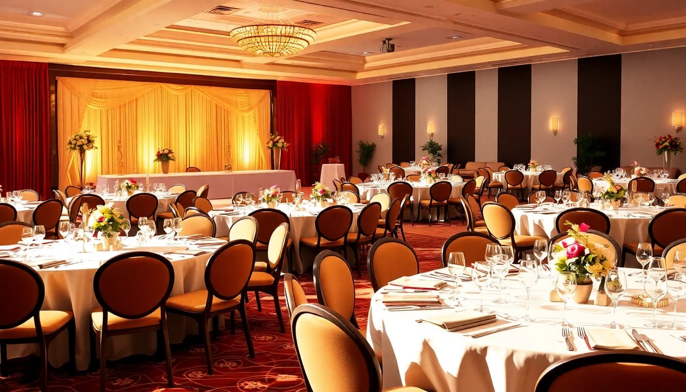 Event Furniture Rentals beautifully arranged in a sophisticated banquet setting.