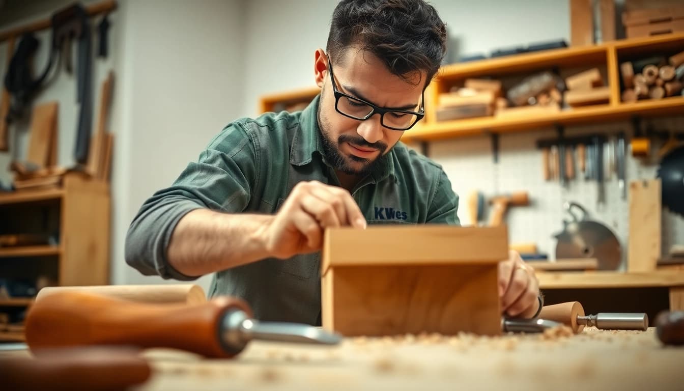 Carpentry Apprenticeship Near Me showcases a skilled apprentice crafting wood furniture.