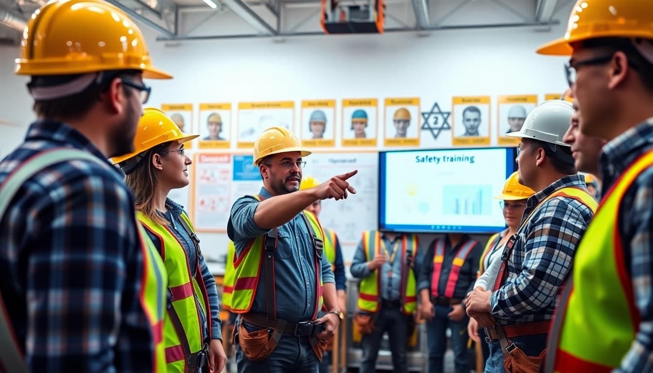 Participants engaged in construction safety training in Colorado, highlighting professional skills and equipment.