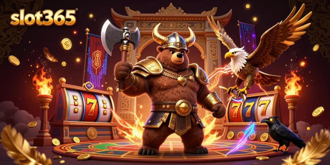 Experience thrilling gameplay with slot365 in this dynamic illustration showcasing vibrant casino elements.