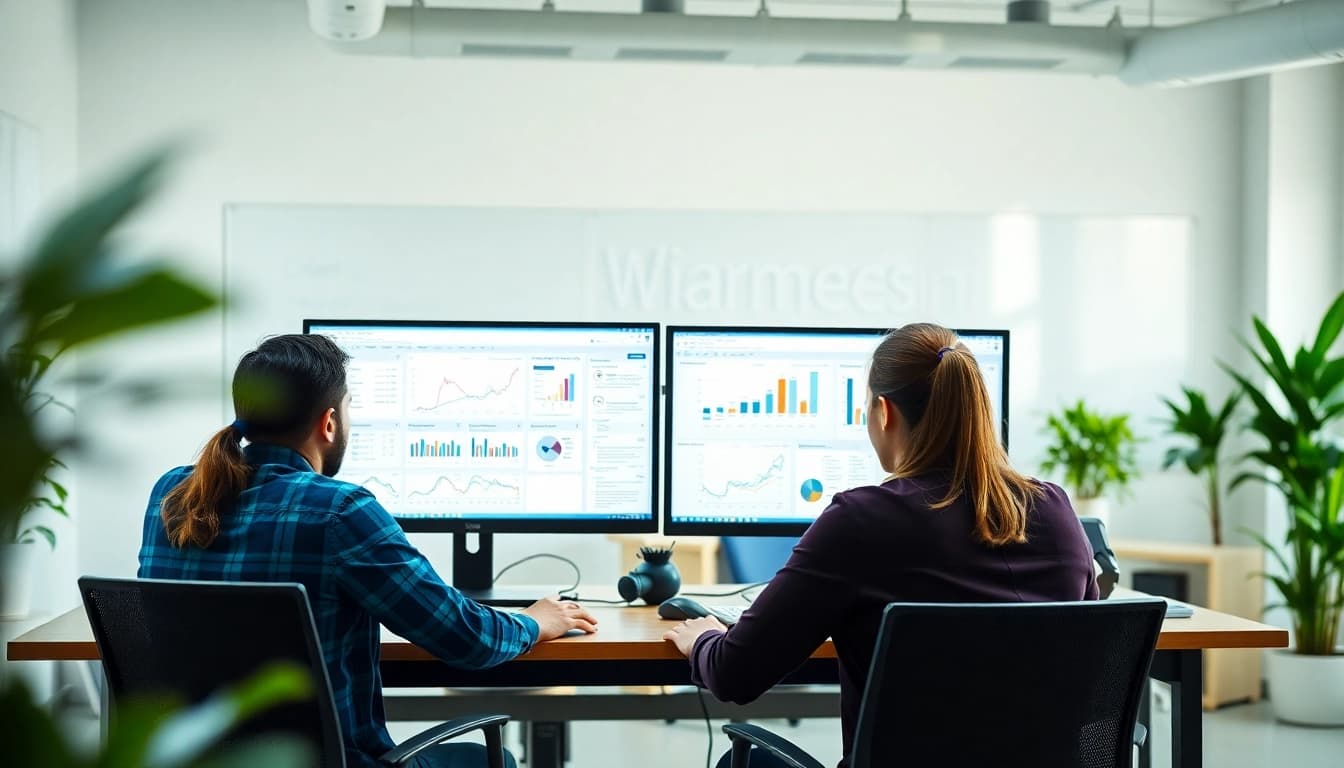 Collaborative office team using order processing software to streamline workflow and enhance productivity.