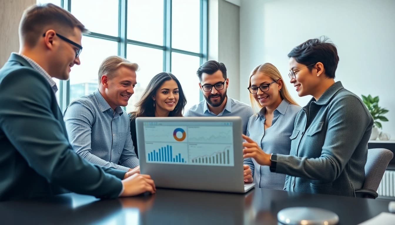 SEO Agentur Team arbeitet in modernem Büro an SEO-Strategien.