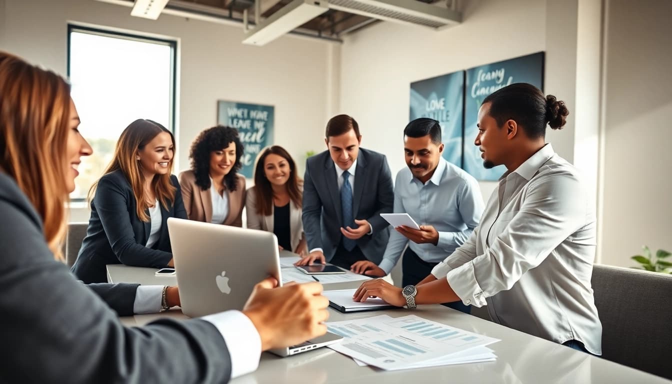Quickplus Business Consultants team collaborating effectively in a modern office environment.