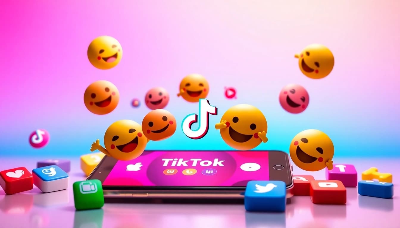 Tiktok emojis showcased on a smartphone screen, illustrating social media engagement.
