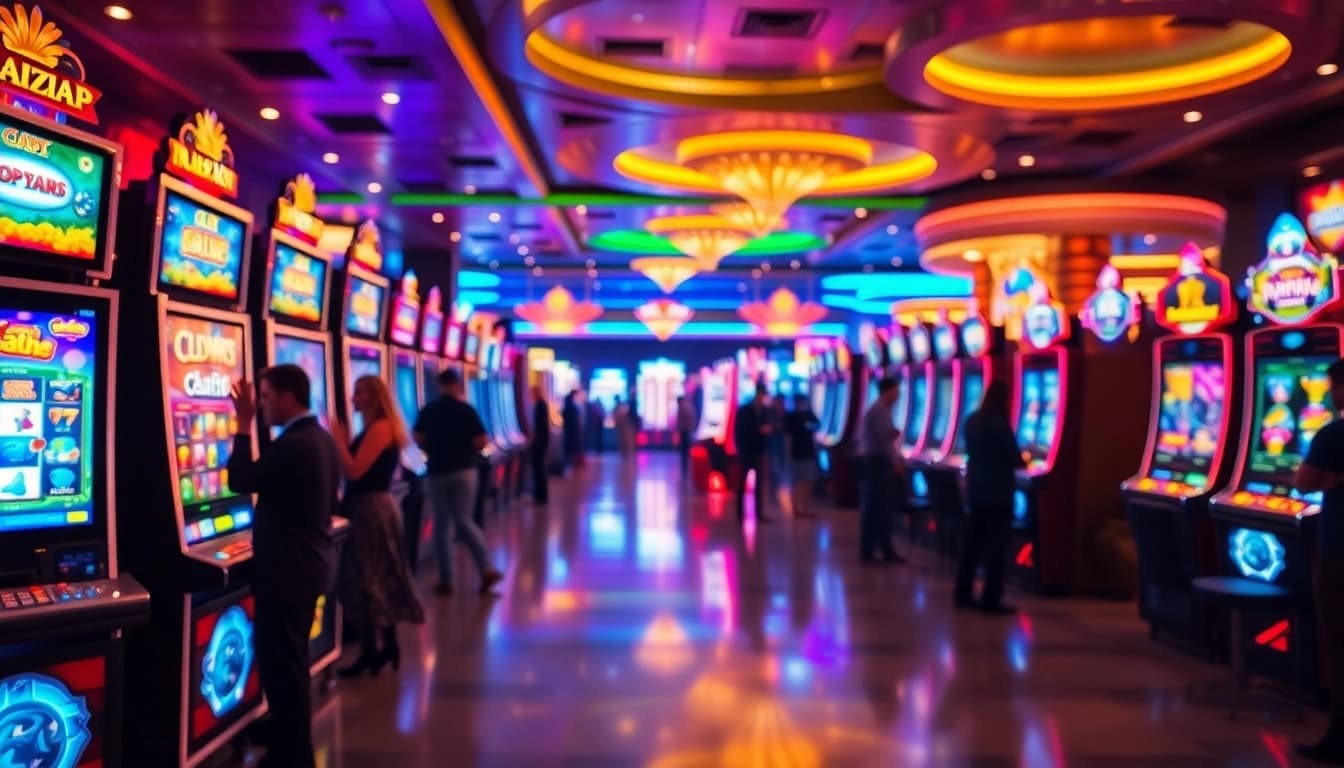 Rasakan keseruan bermain agen toto slot dengan berbagai mesin slot dalam suasana kasino yang meriah.
