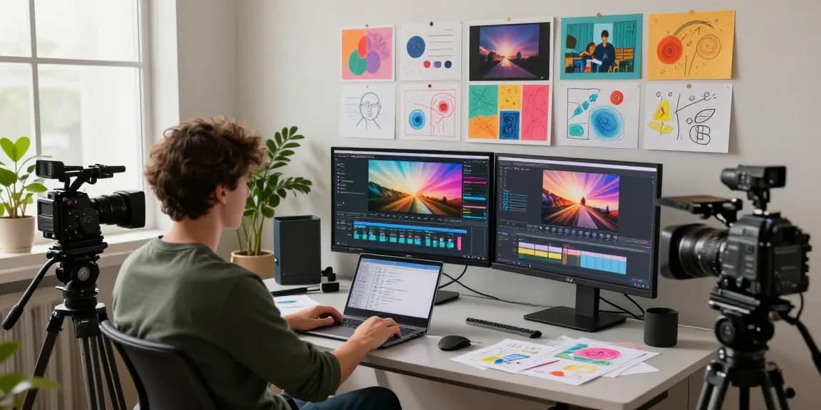 Creating advanced videos with seedance 2.0 in a modern studio.