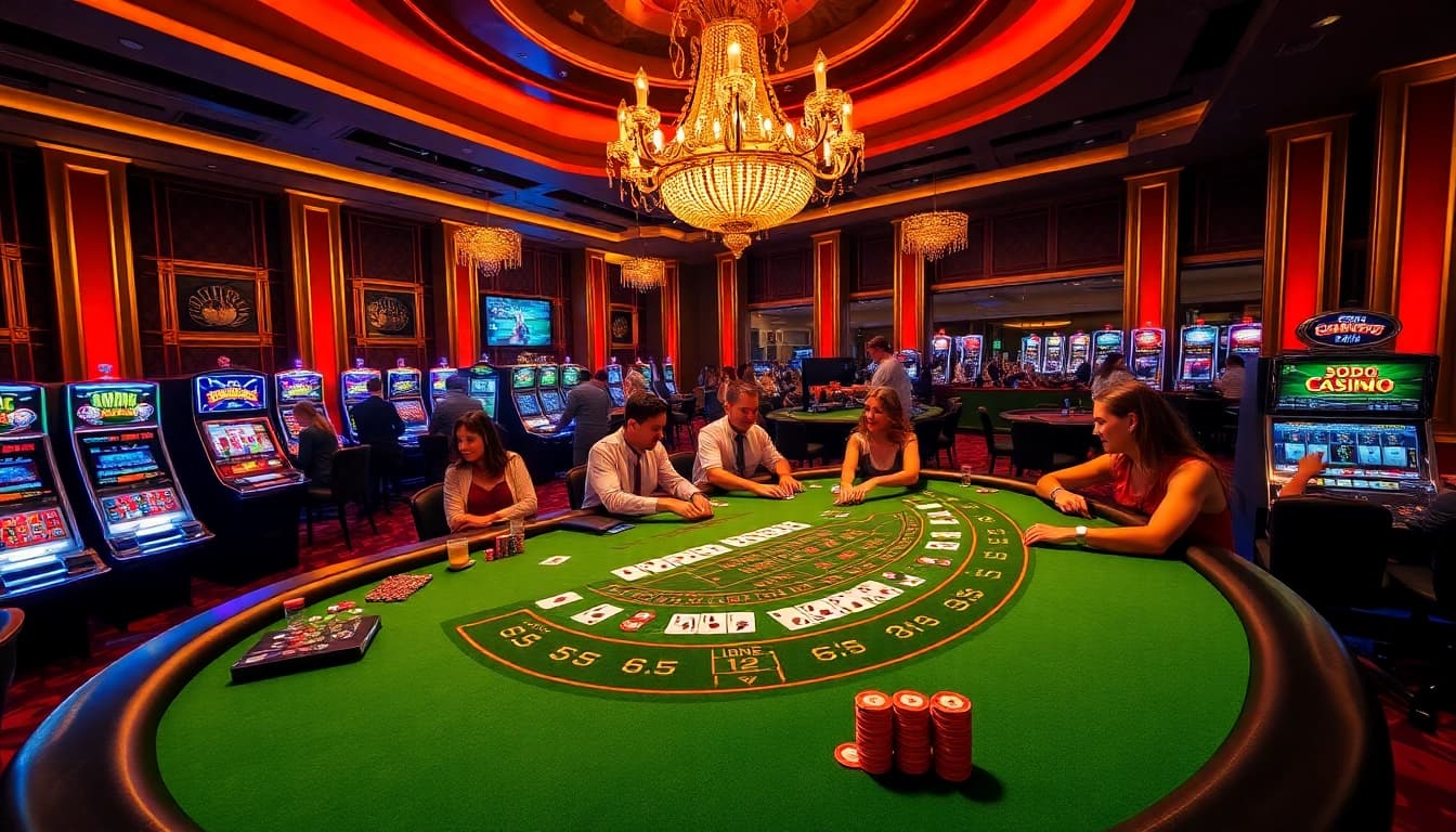 Players enjoying blackjack excitement at SODO CASINO's upscale tables.