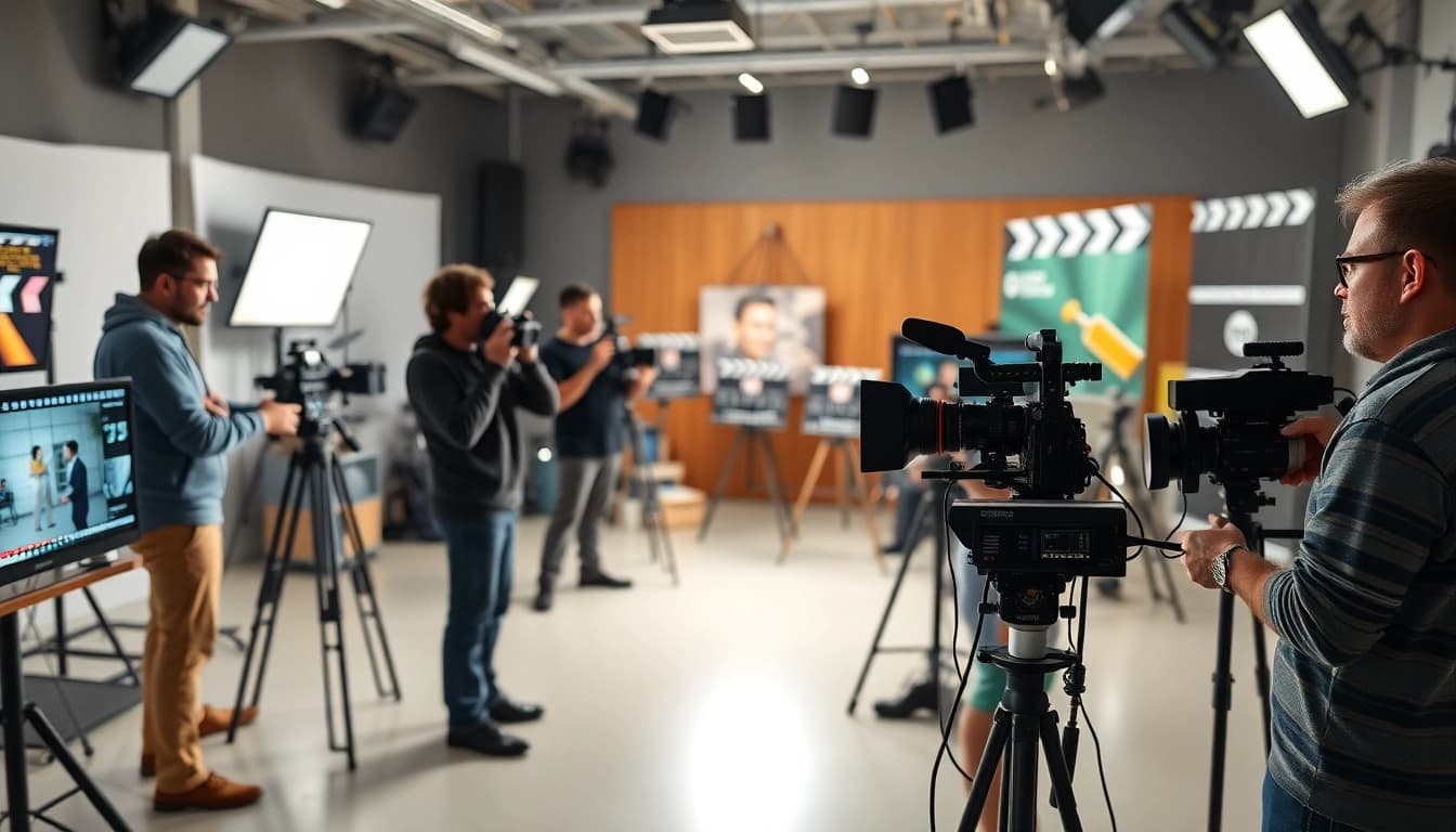 Capturing a vibrant corporate video production scene showcasing diverse collaboration.