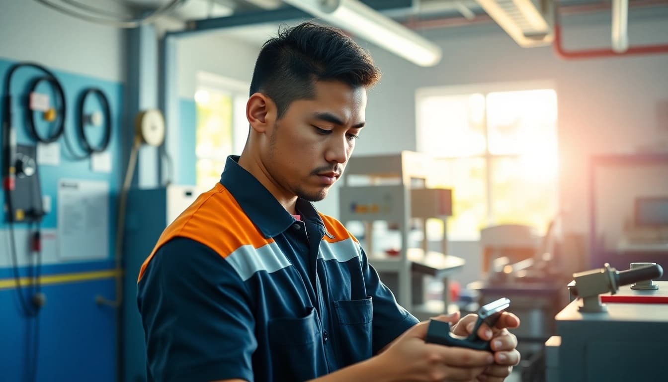Student learning at hawaii trade schools, immersed in hands-on training environment.