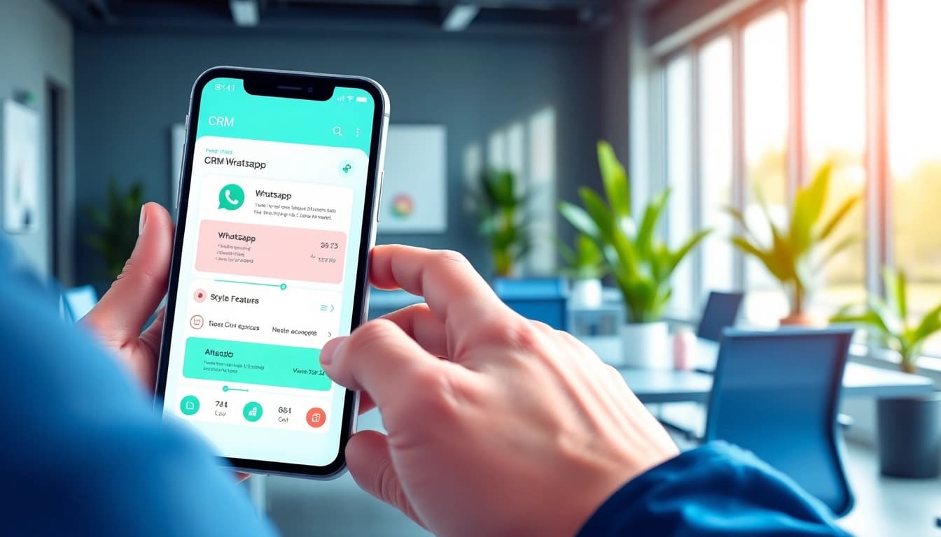 What is a CRM for WhatsApp illustrated in a modern office setting, showcasing user engagement.