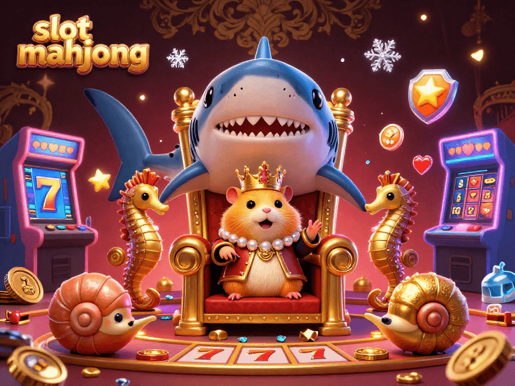 Mainkan slot mahjong dengan jackpot x5000 dikelilingi karakter laut berwarna-warni.
