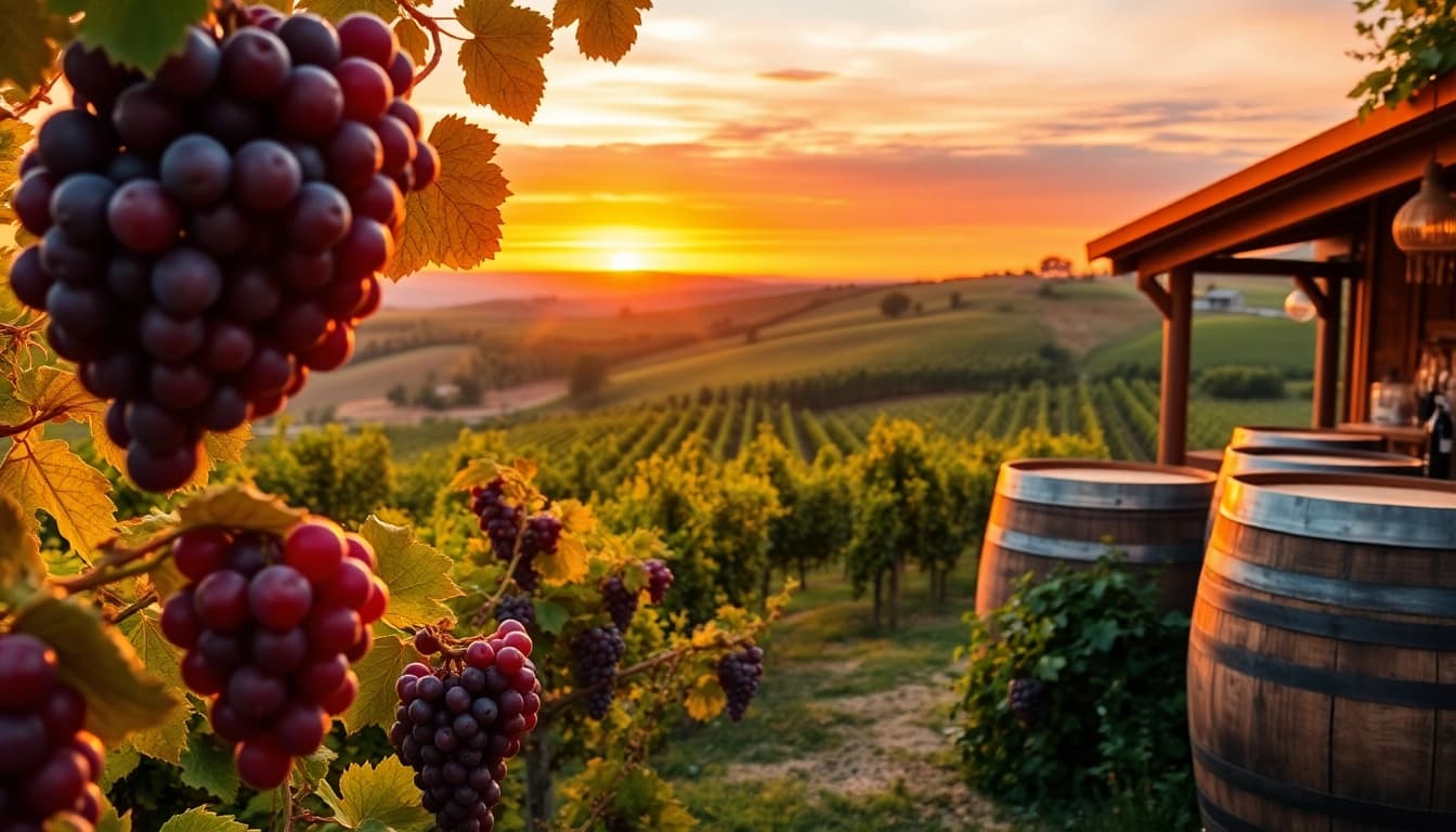 Experience the beauty of clarksburg wineries with stunning vineyard views and sunset hues.
