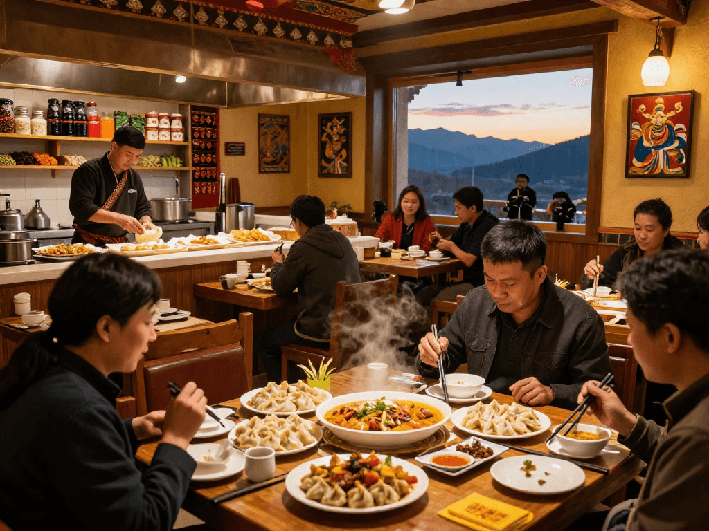 Enjoy a delicious rokok88 meal featuring authentic momos in a bustling restaurant atmosphere.