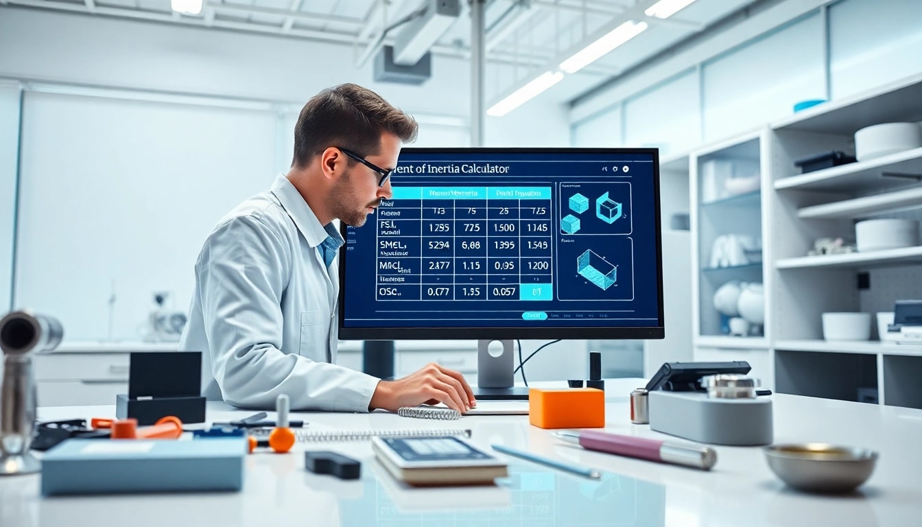 Calculate moments of inertia with our advanced moment of inertia calculator in a sleek lab setup.