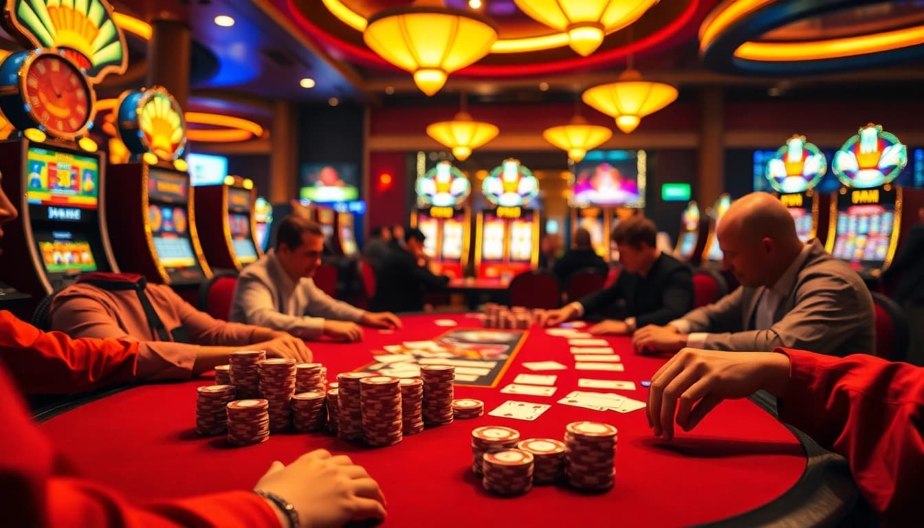 Experience thrilling poker action at fa88 with stacked chips and engaging players.