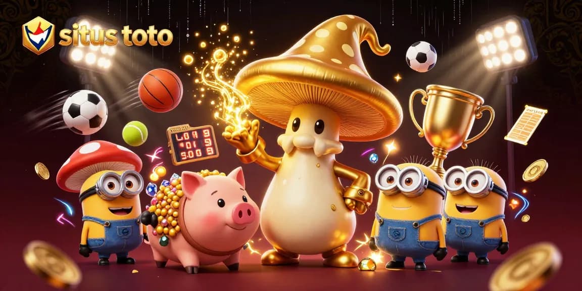 Engage with situs toto through thrilling sports betting adventures in a vibrant illustrative scene.