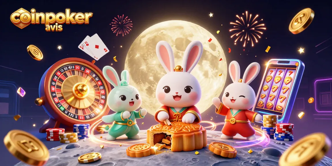 CoinPoker avis : Jouer avec des jetons de poker à travers un monde lunaire festif rempli de pièces d'or.