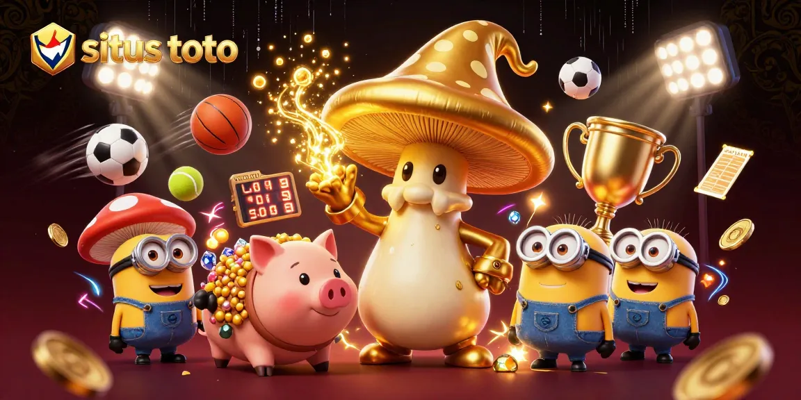Engage with situs toto through thrilling sports betting adventures in a vibrant illustrative scene.