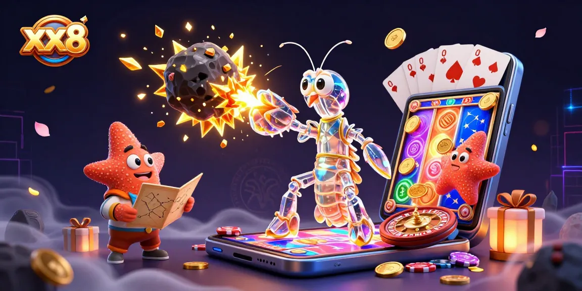 Experience exciting gameplay with xx8 as dazzling coins and gems erupt from a galactic themed scene.