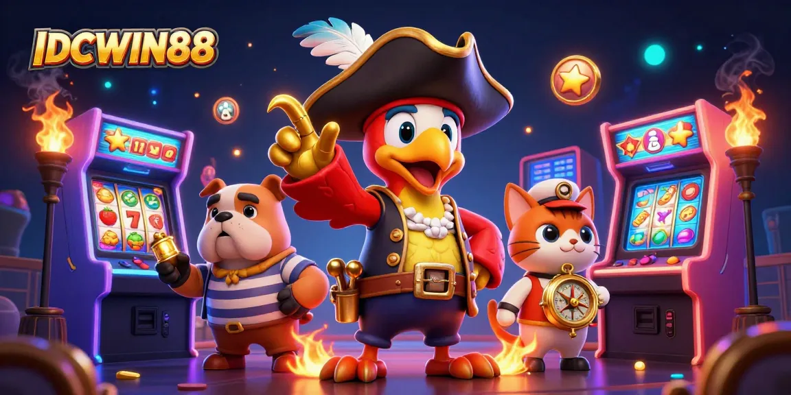 Spin to win at IDCWIN88 with vibrant slot machines and engaging characters in a rich casino scene.