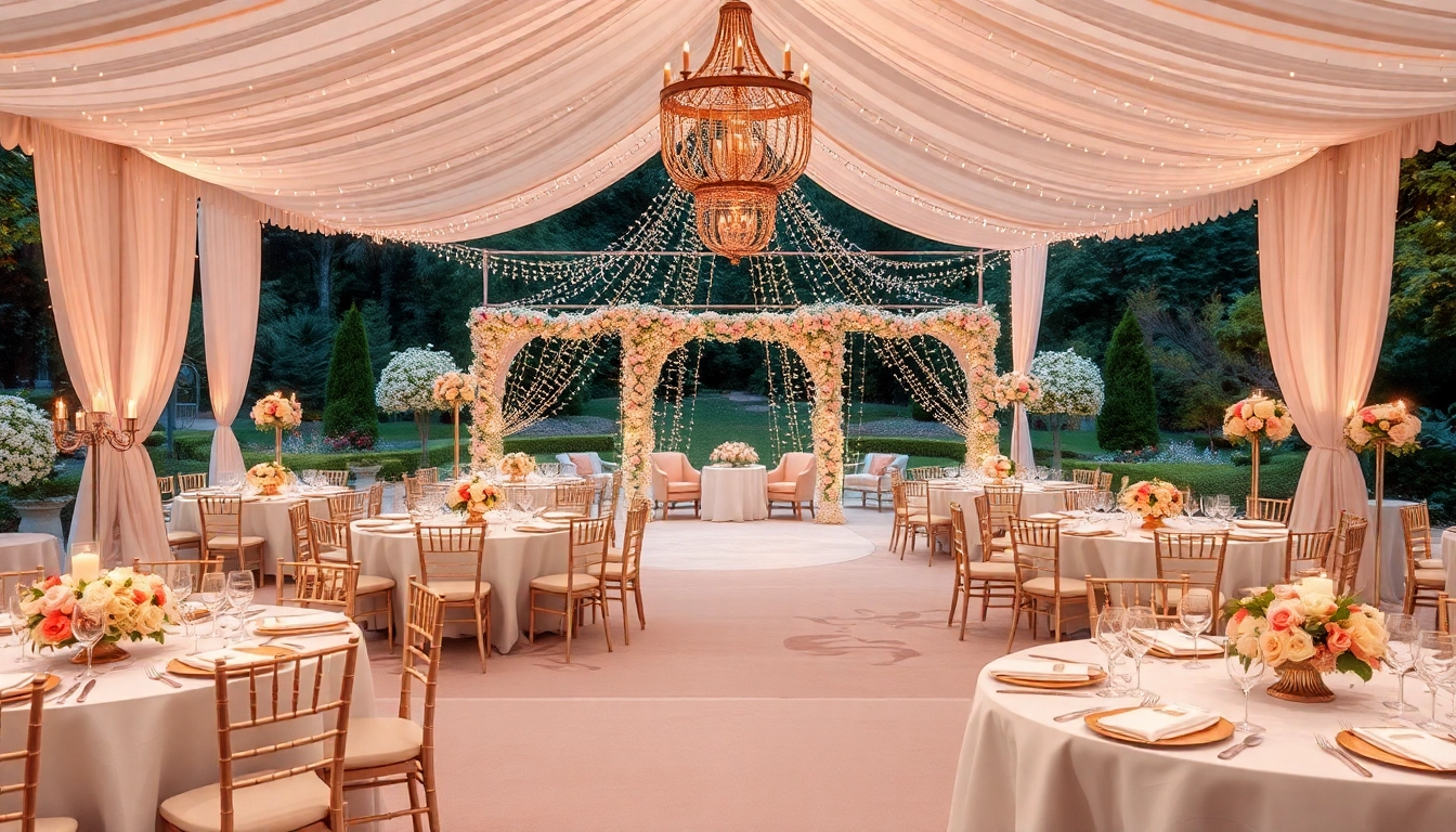 Experience stunning Wedding Rentals with elegant decor and cozy garden ambiance.