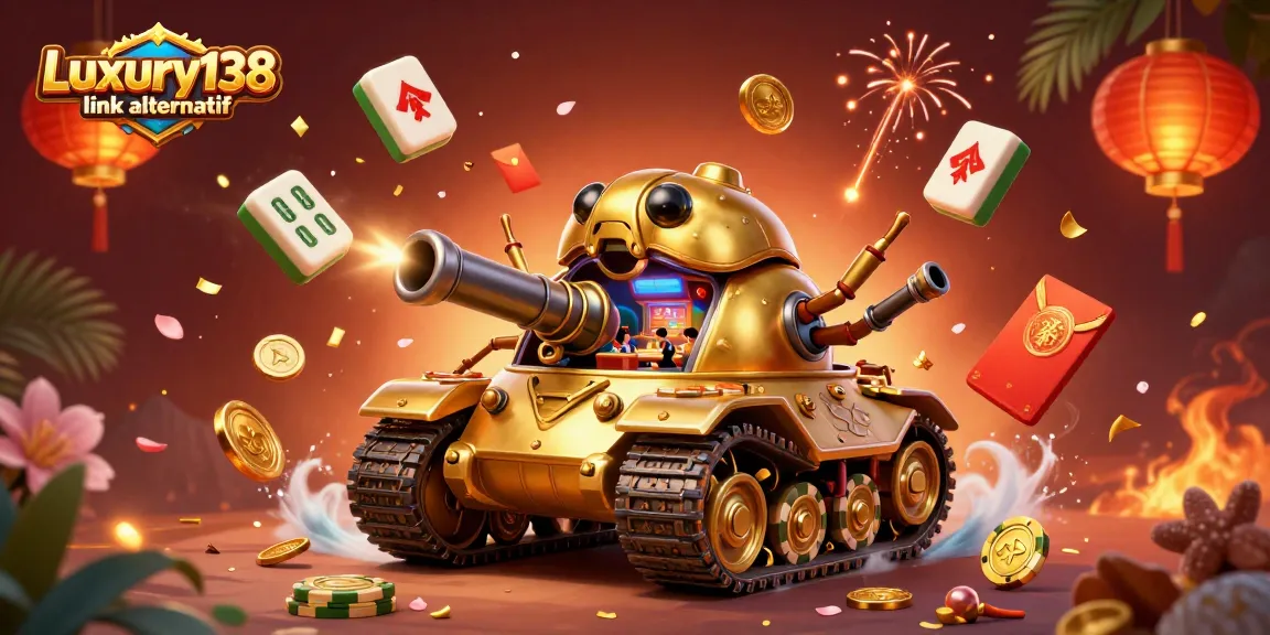 Engage with Luxury138 link alternatif showcasing a vibrant casino scene in a golden beetle tank.