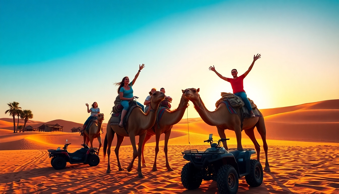 Marrakech camel ride and quad biking experience in the stunning Agafay Desert during sunset.