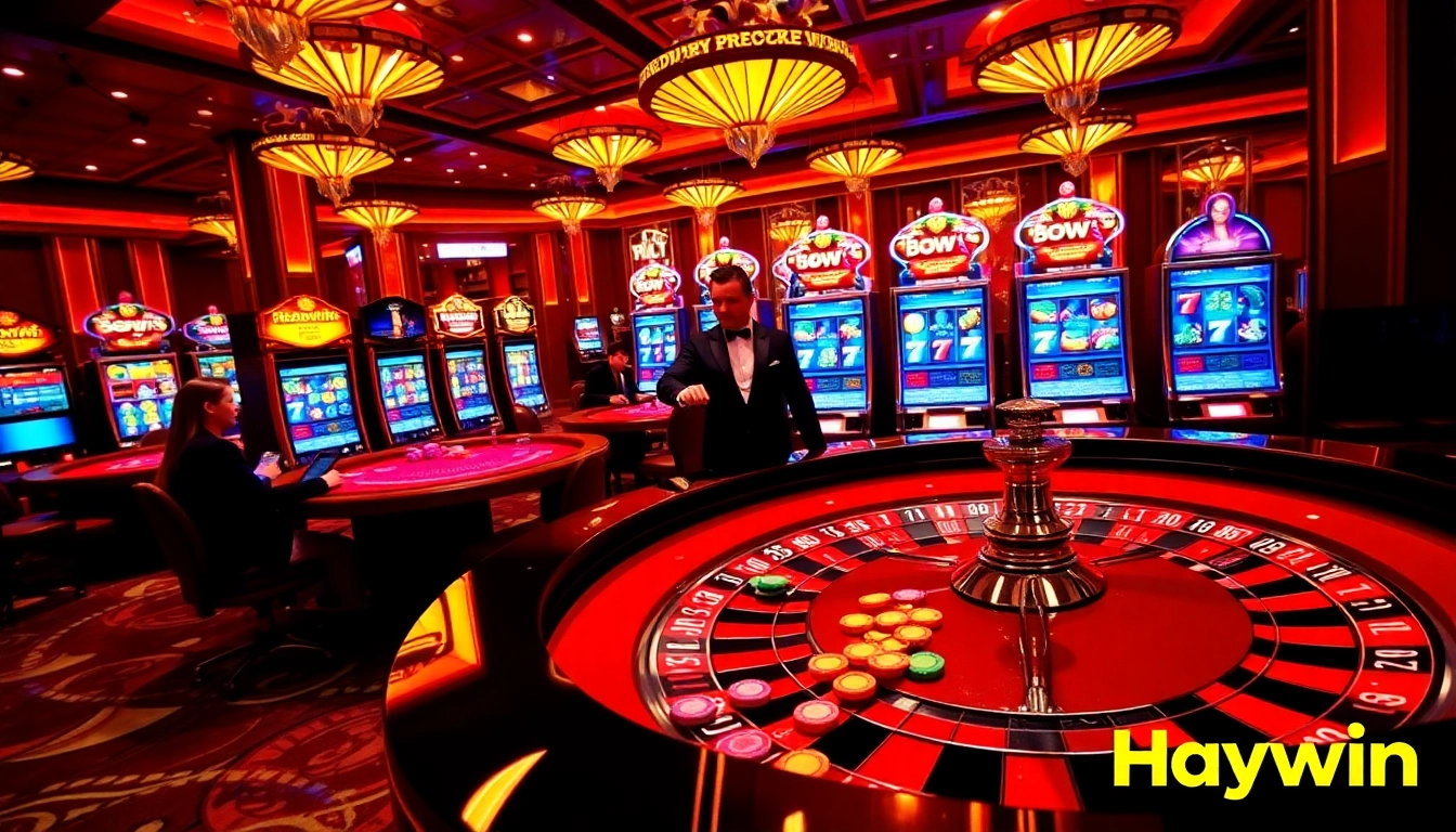 Experience the excitement of Haywin's casino with vibrant roulette and engaging players.