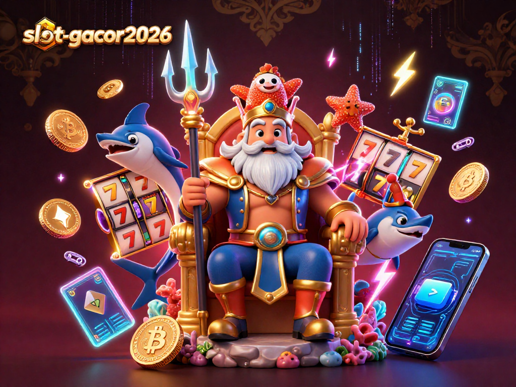 Spin to win at slot-gacor2026 with the vibrant sea king and glowing jackpot elements.