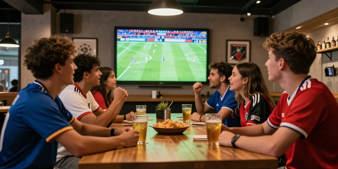 Exciting kooralive match day gathering in a modern sports bar with fans celebrating