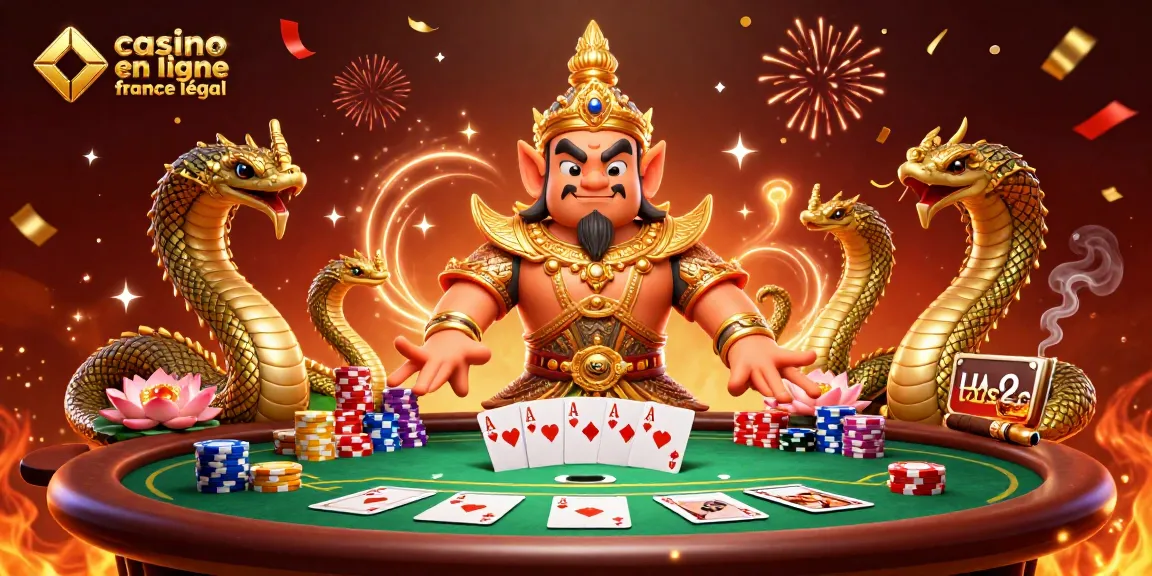 Jouez légalement au casino en ligne en France avec des cartes et des jetons colorés.