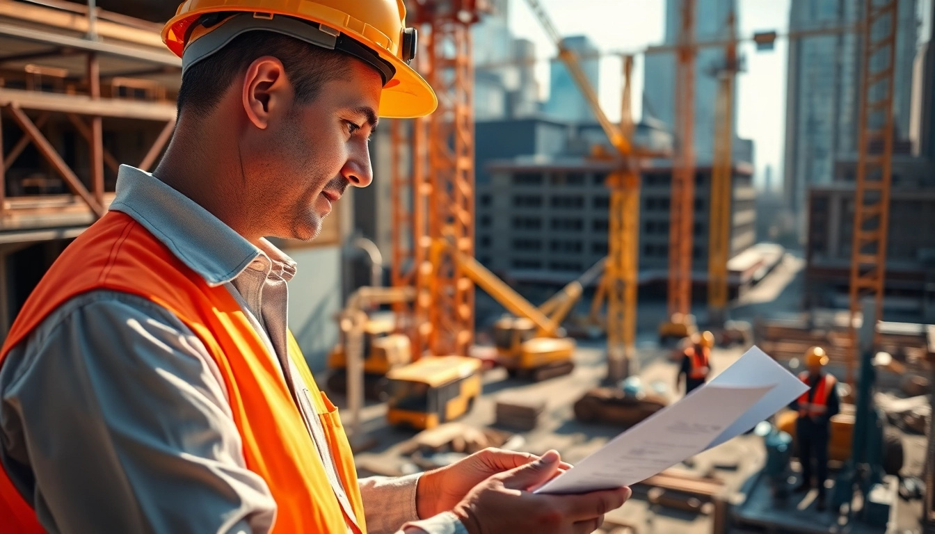 Manhattan Commercial General Contractor supervising a dynamic construction site with bustling activity.
