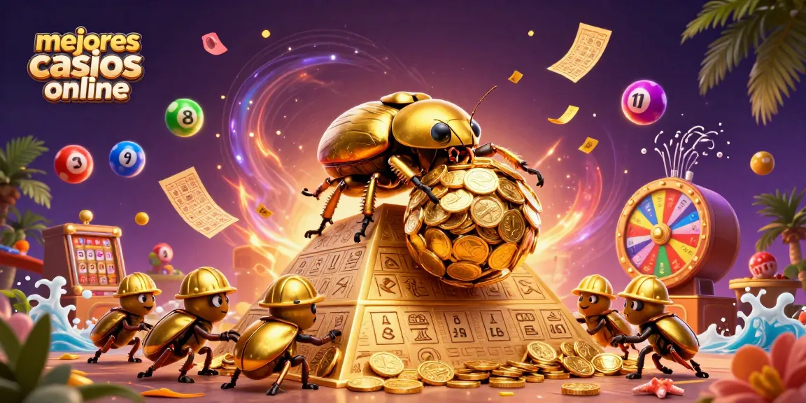Juega en los mejores casinos online mientras los escarabajos dorados celebran.