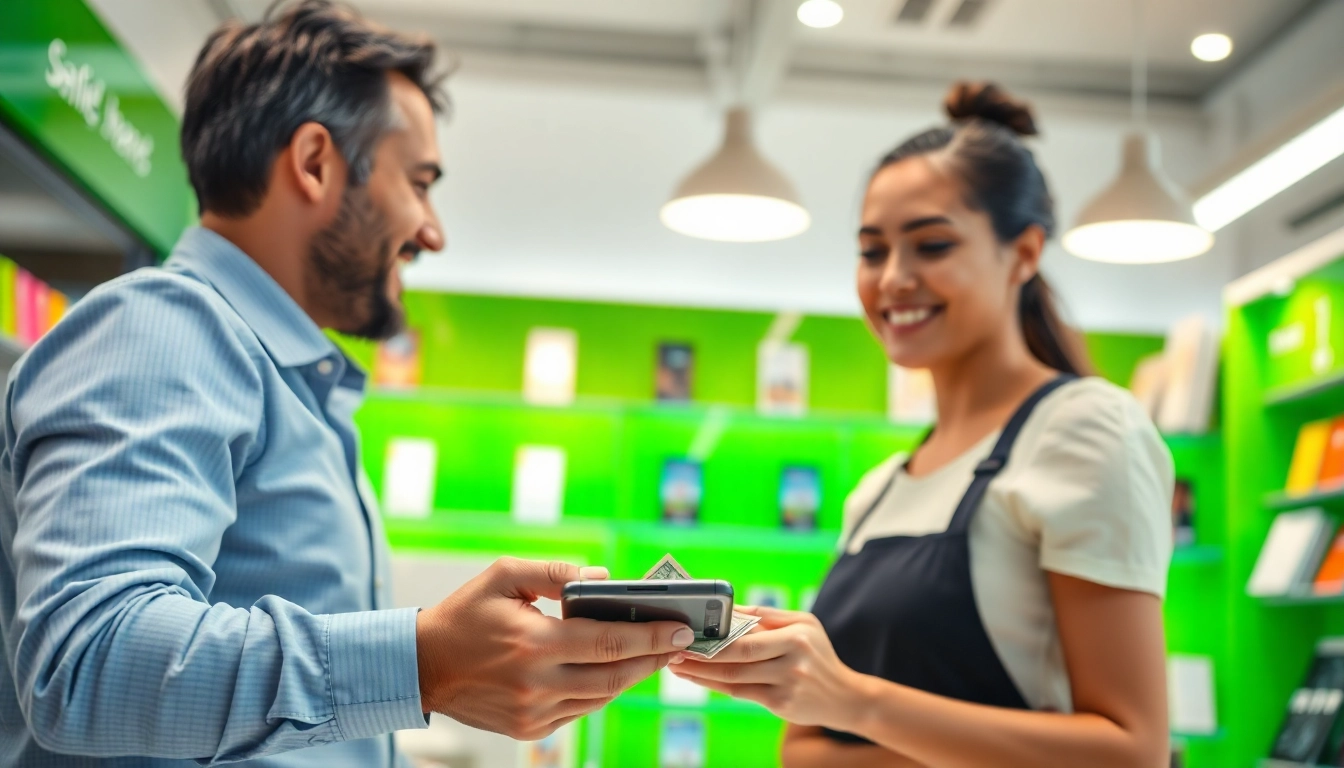 Sell your phone instant cash during a friendly transaction at a mobile store.