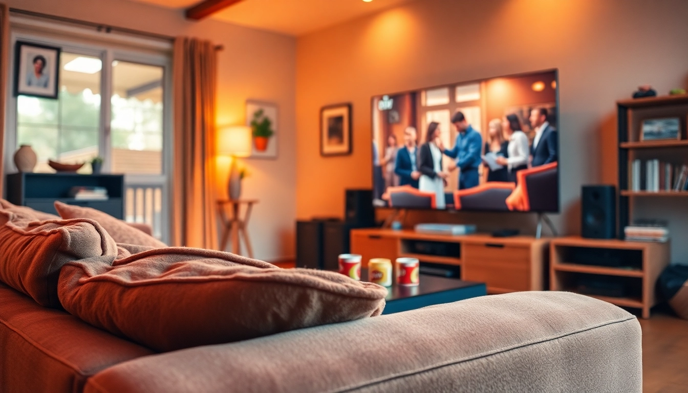 Watch full episodes online in a cozy living room with a large TV and inviting atmosphere.