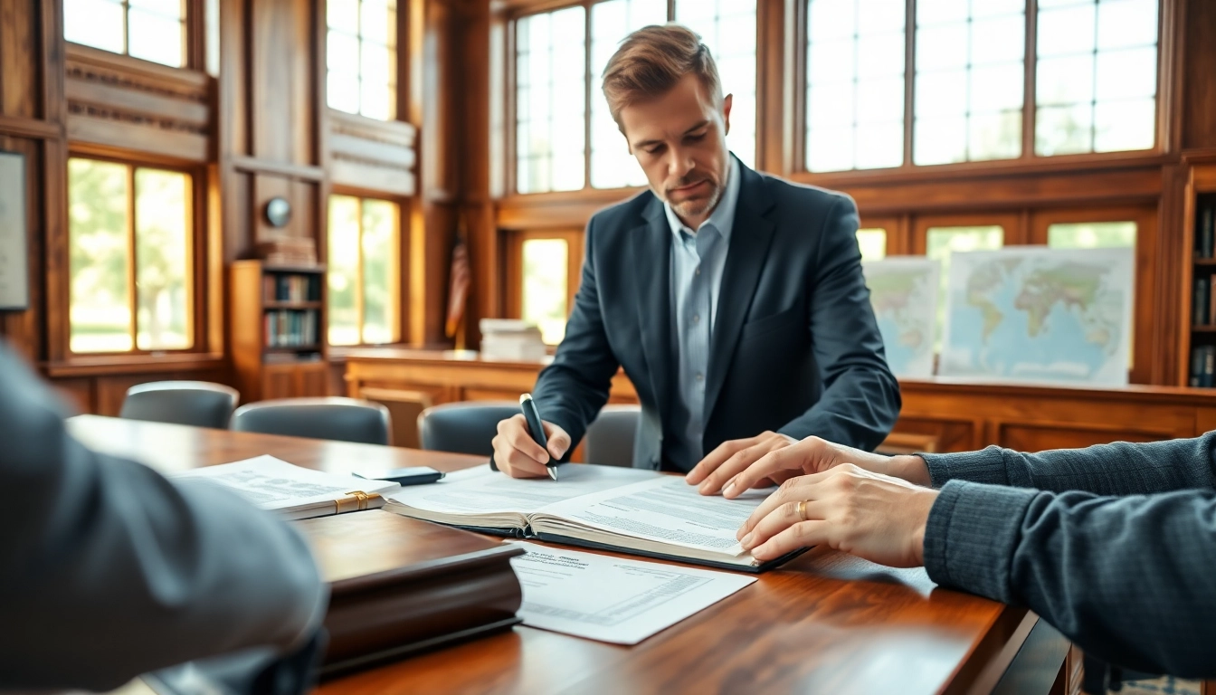 Consultation with an agriculture lawyer guiding a client through legal documents.