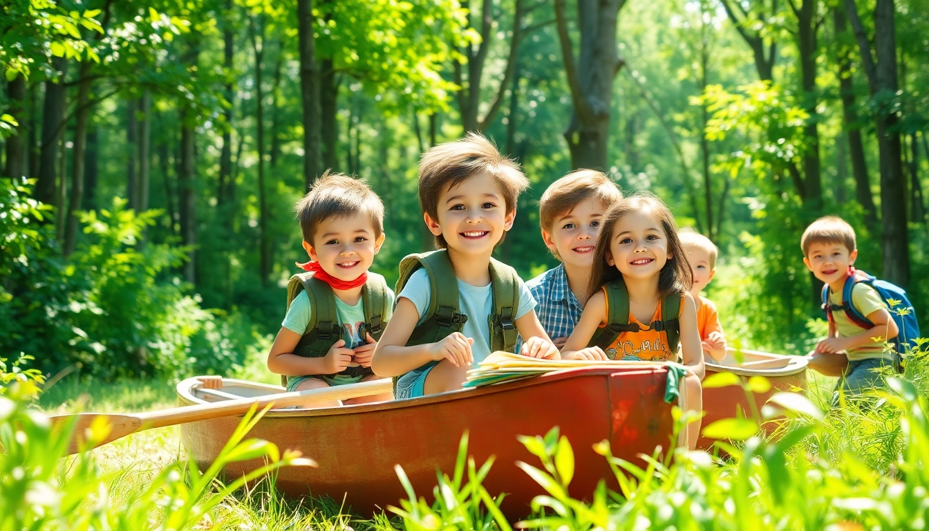 Children enjoying activities at homeschool summer camp, engaging with nature and peers in a vibrant setting.