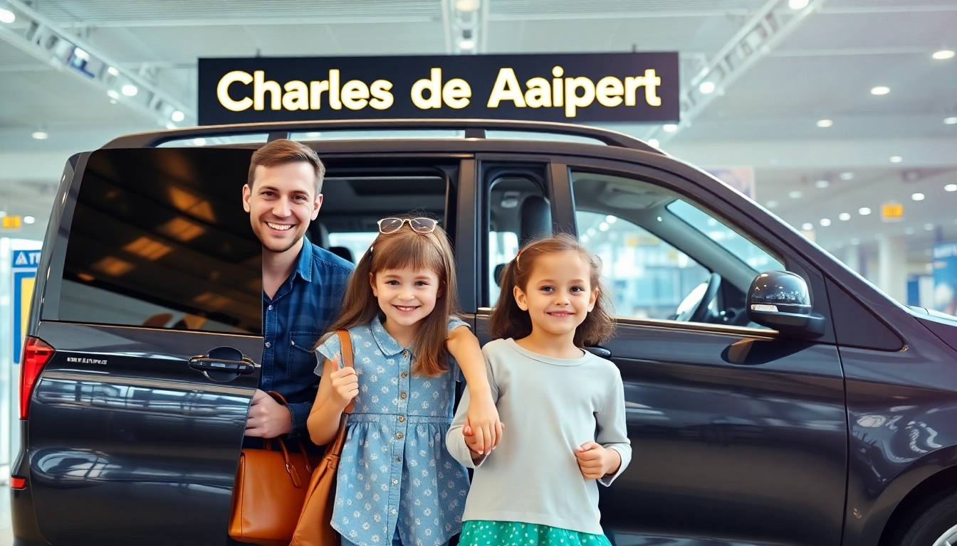 Experience Disneyland Paris airport transfer services with a family happily boarding their ride.