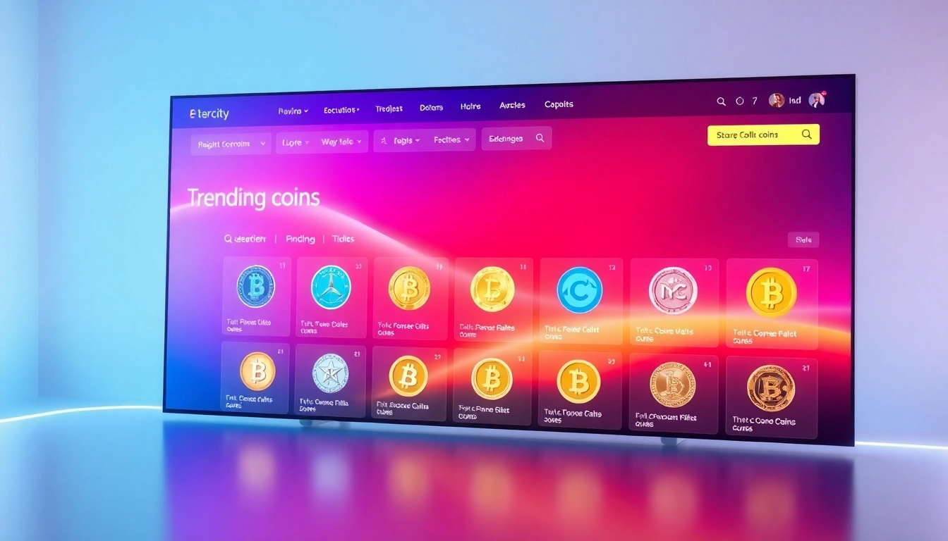 Explore the Trending Coins listing interface with vibrant visuals and user-friendly design.