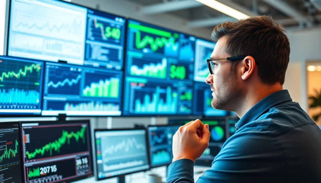 Engaging scene of AI for competitor analysis in a modern workspace with digital data.
