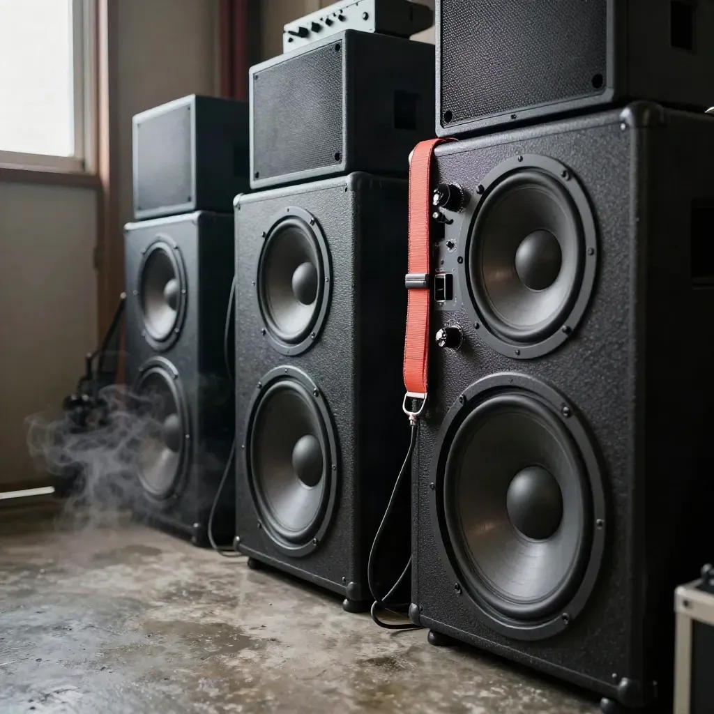 Bass bins and a compact mixer thumping in a smoky Tokyo basement loading bay.