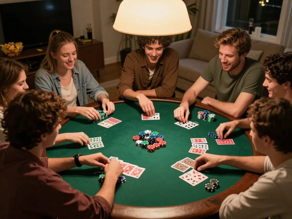 Engaging home poker night showcasing the excitement of the RR88 App with friends gathered around the table.