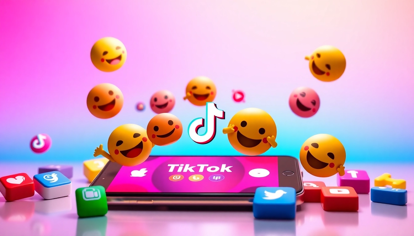 Tiktok emojis showcased on a smartphone screen, illustrating social media engagement.
